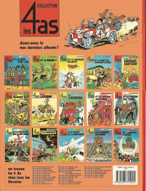 Verso de l'album Les 4 as Tome 4 Les 4 as et le visiteur de minuit