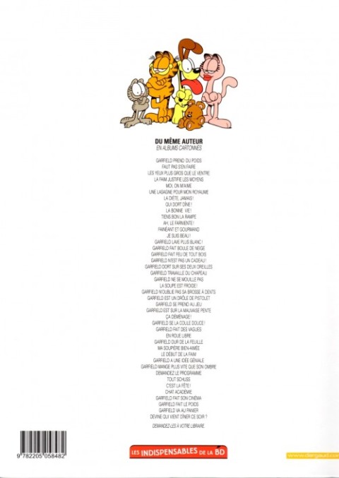 Verso de l'album Garfield Tome 23 Garfield est un drôle de pistolet