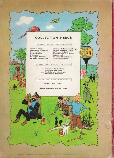 Verso de l'album Tintin Tome 11 Le secret de la Licorne