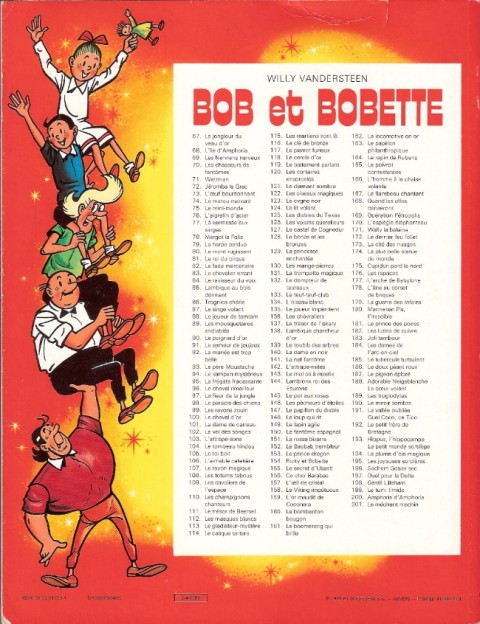Verso de l'album Bob et Bobette Tome 193 Hippus, l'Hippocampe / Le petit monde des sortilèges