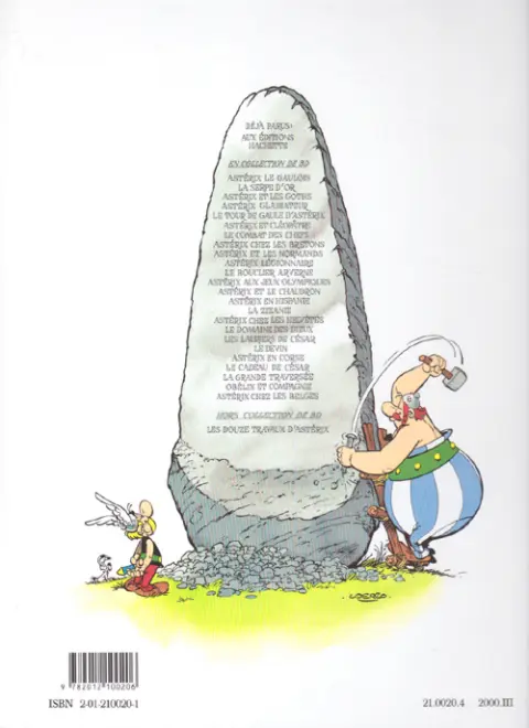 Verso de l'album Astérix Tome 20 Astérix en Corse