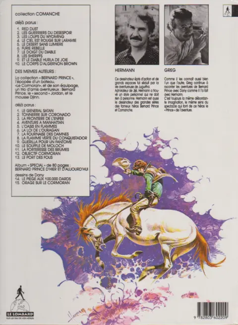 Verso de l'album Comanche Tome 6 Furie rebelle