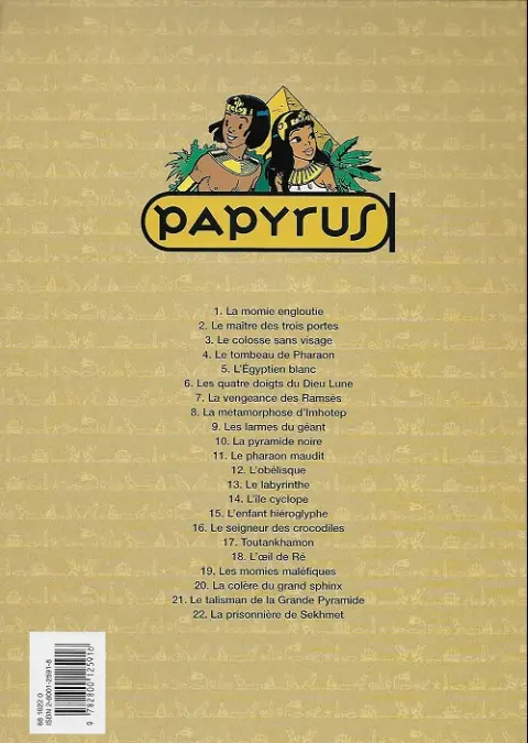 Verso de l'album Papyrus Tome 21 Le talisman de la grande pyramide