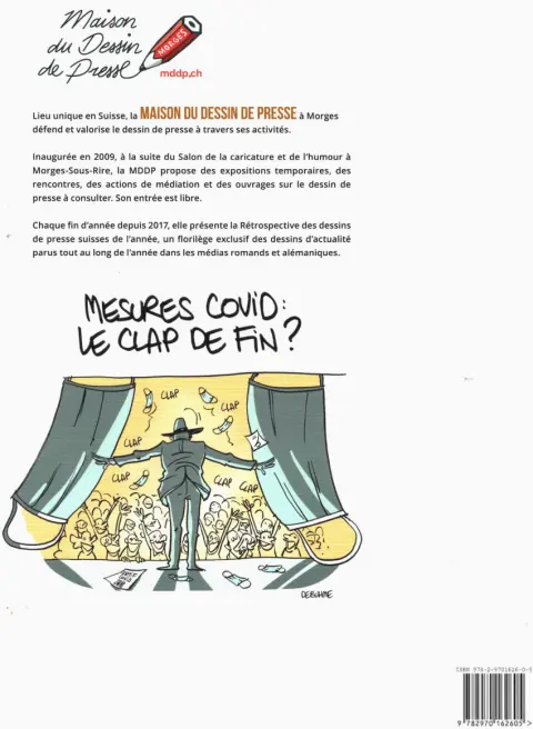 Verso de l'album Rétro du dessin de presse suisse 2022