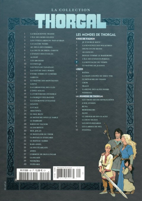Verso de l'album Les mondes de Thorgal - Kriss de Valnor Tome 7 La montagne du temps