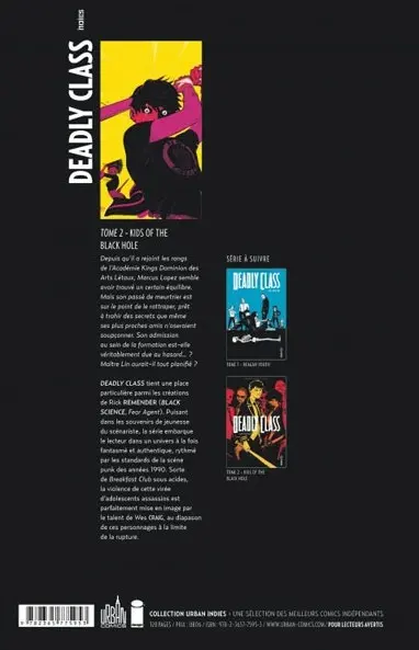 Verso de l'album Deadly Class Tome 2 Kids of the Black Hole