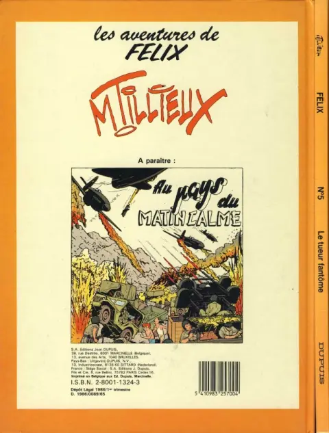 Verso de l'album Félix Couleurs Tome 5 Le tueur fantôme