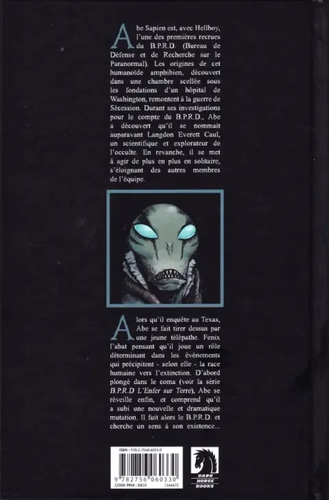 Verso de l'album Abe Sapien Tome 3 Nouvelle espèce