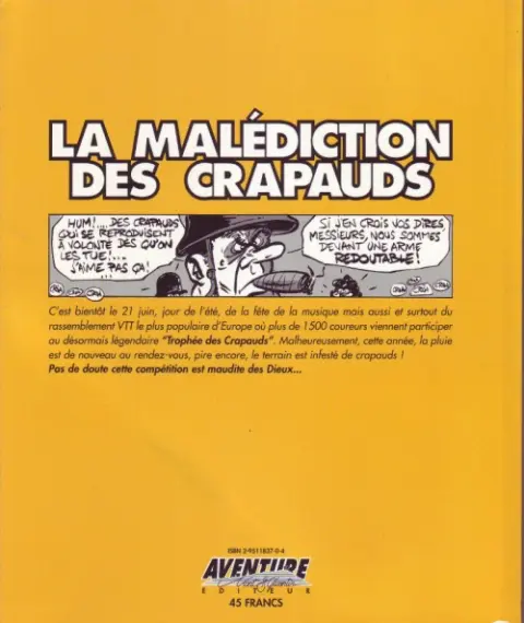 Verso de l'album La malédiction des crapauds