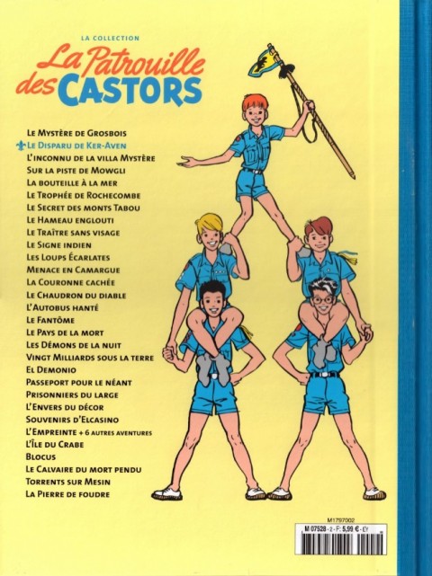 Verso de l'album La Patrouille des Castors La collection - Hachette Tome 2 Le disparu de Ker-Aven