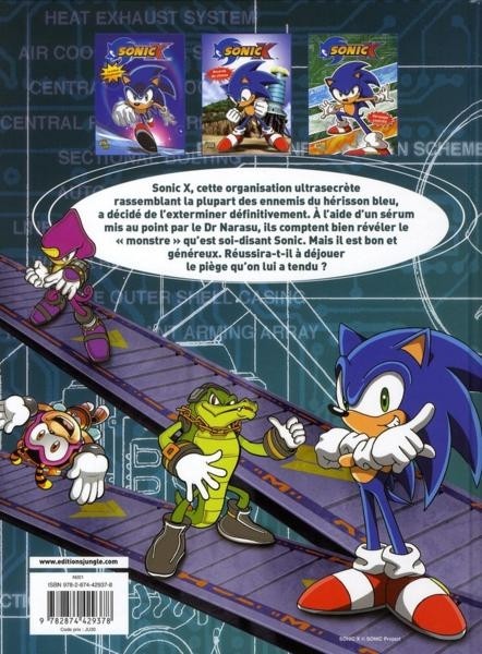 Verso de l'album Sonic X Tome 3 Dérapage contrôlé