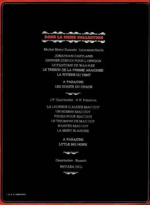 Verso de l'album Jonathan Cartland Tome 4 Le trésor de la femme araignée