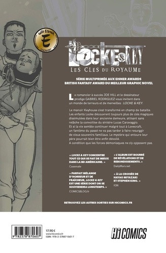 Verso de l'album Locke & Key Tome 4 Les Clés du Royaume