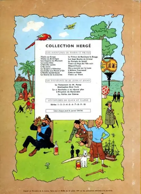 Verso de l'album Tintin Tome 5 Le lotus bleu