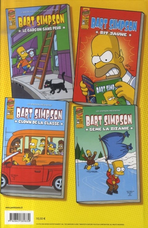 Verso de l'album Bart Simpson présente Le bouquin balèze et baraqué de Bart Simpson
