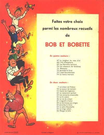 Verso de l'album Bob et Bobette Tome 74 Le matou marrant