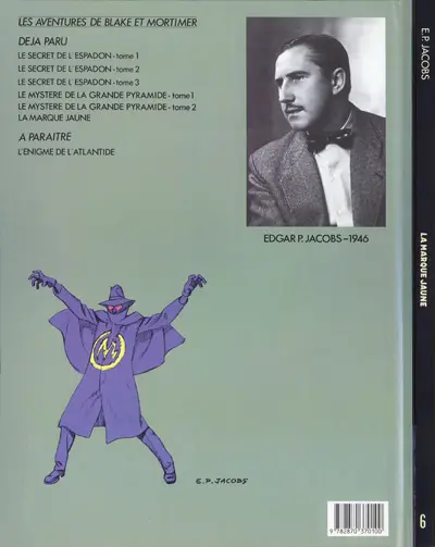 Verso de l'album Blake et Mortimer Tome 6 La marque jaune
