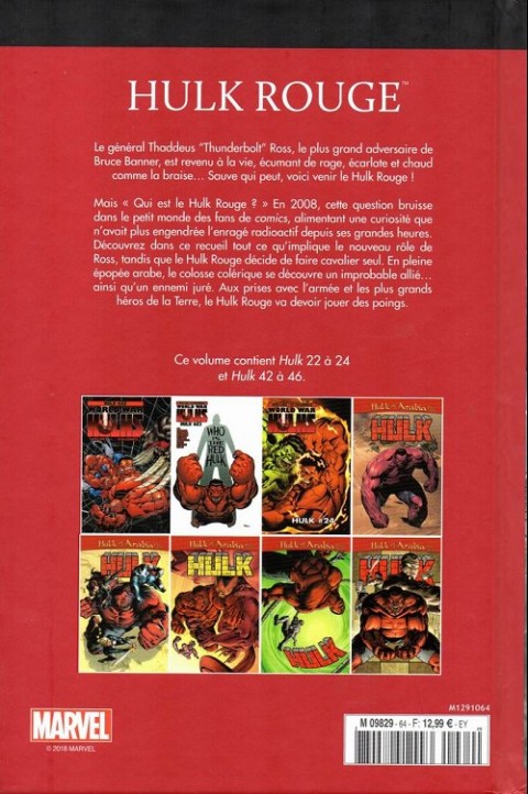Verso de l'album Le meilleur des Super-Héros Marvel Tome 64 Hulk rouge