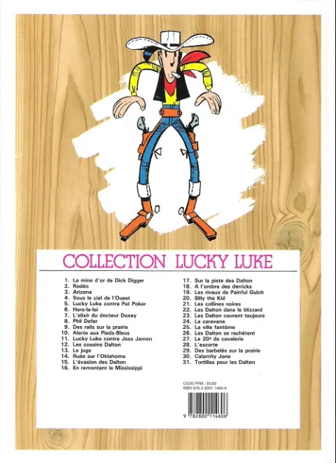 Verso de l'album Lucky Luke Tome 20 Billy the Kid
