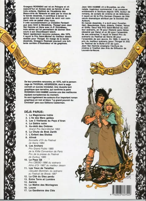 Verso de l'album Thorgal Tome 15 Le maître des montagnes