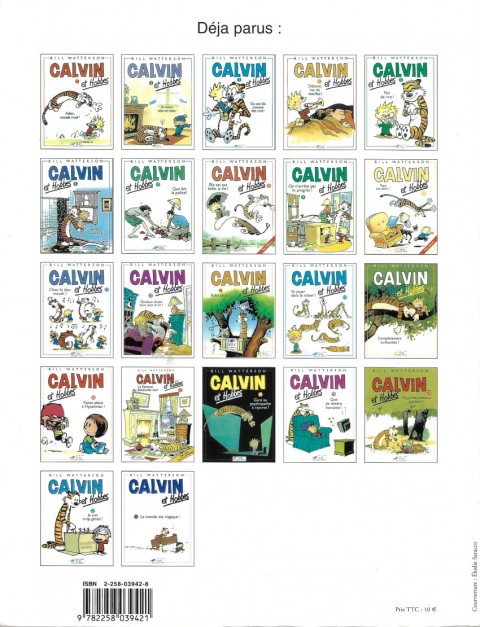 Verso de l'album Calvin et Hobbes Tome 11 Chou bi dou wouah !