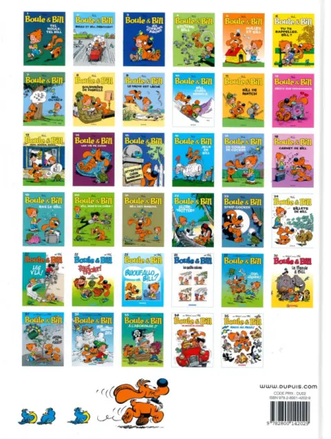 Verso de l'album Boule & Bill Tome 16 Jeux de Bill