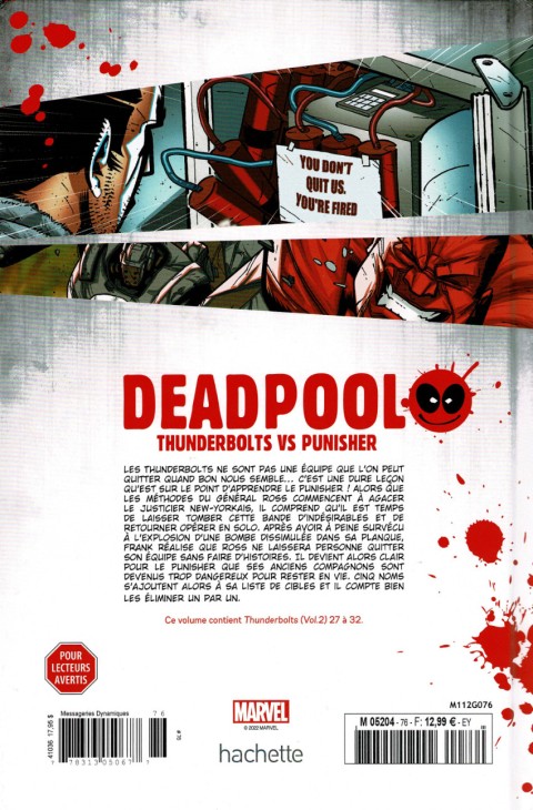 Verso de l'album Deadpool - La collection qui tue Tome 76 Thunderbolts VS Punisher