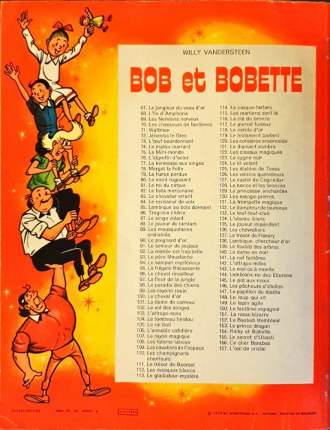 Verso de l'album Bob et Bobette Tome 72 Jeromba le Grec