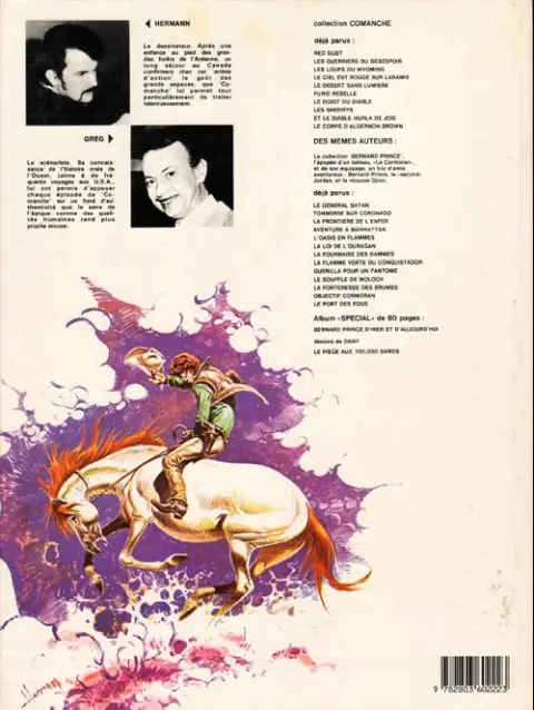 Verso de l'album Comanche Tome 8 Les shériffs