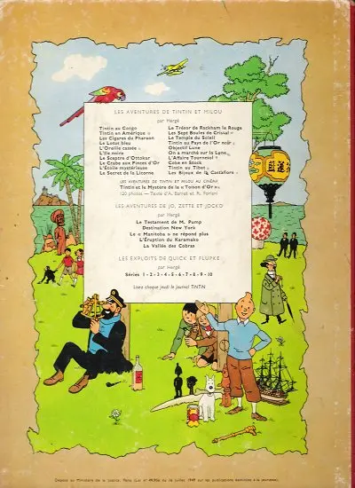 Verso de l'album Tintin Tome 20 Tintin au Tibet