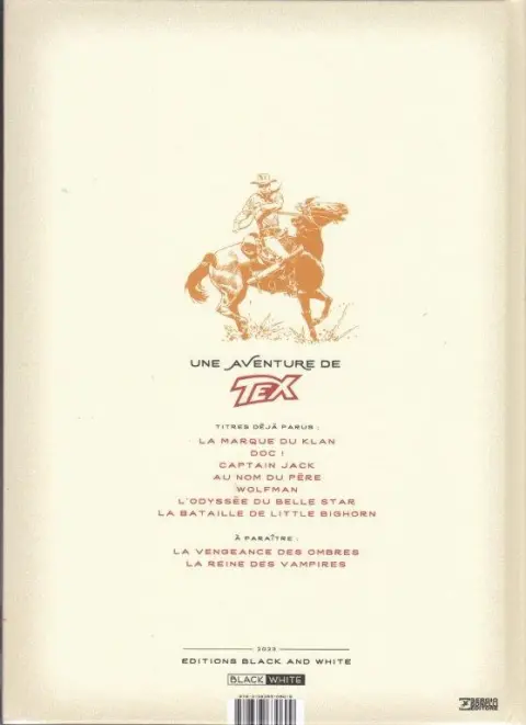 Verso de l'album Tex 7 La Bataille de Little Bighorn