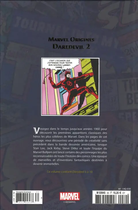 Verso de l'album Marvel Origines N° 30 Dardedevil 2 (1985)