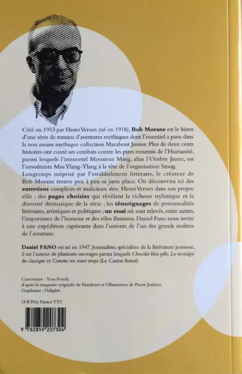 Verso de l'album Henri Vernes & Bob Morane une double vie d'aventure