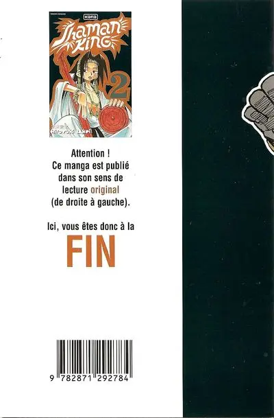 Verso de l'album Shaman King 2 Un shaman bien dérangeant