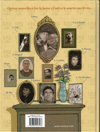 Verso de l'album La Vieille dame qui n'avait jamais joué au tennis et autres nouvelles qui font du bien