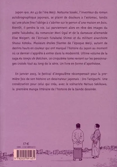 Verso de l'album Au temps de Botchan Volume 5 La mauvaise humeur de Soseki