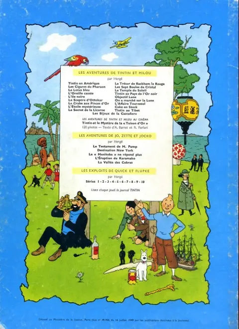 Verso de l'album Les Aventures de Jo, Zette et Jocko Tome 2 Destination New-York