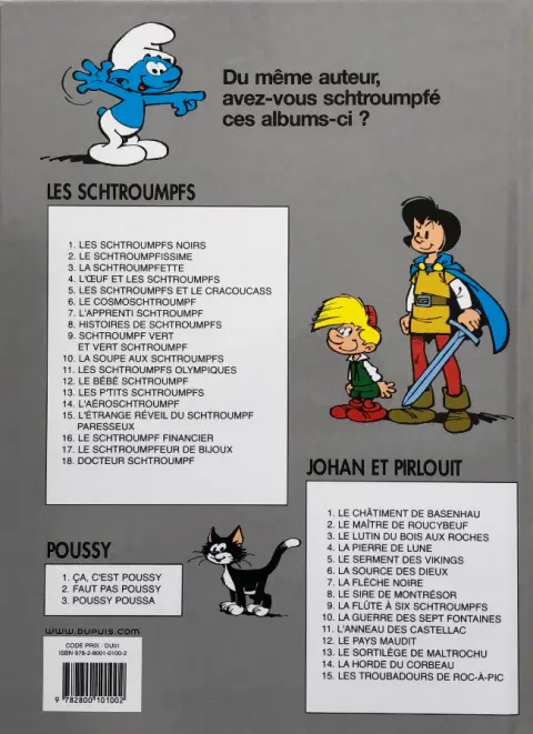 Verso de l'album Johan et Pirlouit Tome 6 La source des dieux