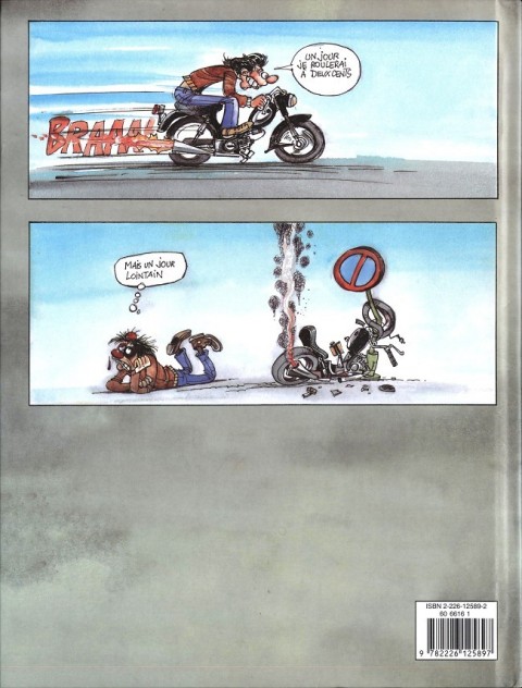 Verso de l'album Les mémoires d'un motard Tome 1 L'histoire du p'tit mec qui voulait une grosse moto