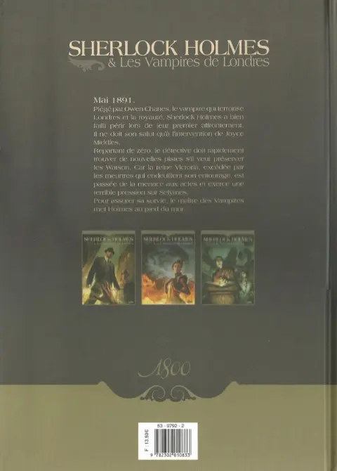 Verso de l'album Sherlock Holmes & Les Vampires de Londres Tome 2 Morts et Vifs