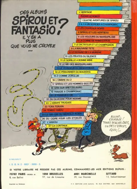 Verso de l'album Spirou et Fantasio Tome 7 Le dictateur et le champignon