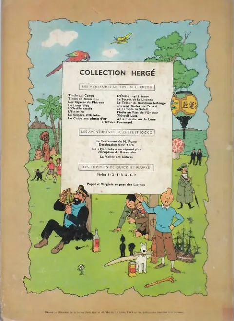 Verso de l'album Tintin Tome 2 Tintin au congo