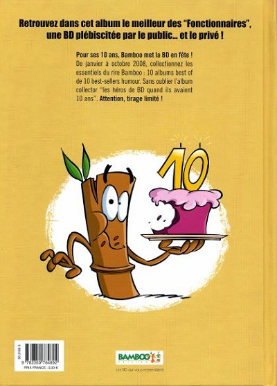 Verso de l'album Les Fonctionnaires Best Of 10 ans Bamboo