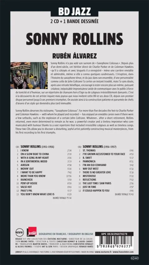 Verso de l'album BD Jazz Sonny Rollins