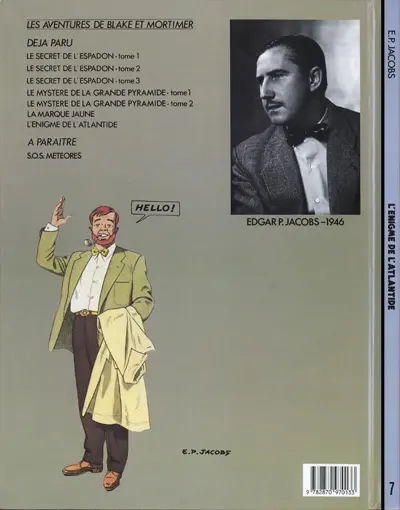 Verso de l'album Blake et Mortimer Tome 7 L'énigme de l'Atlantide