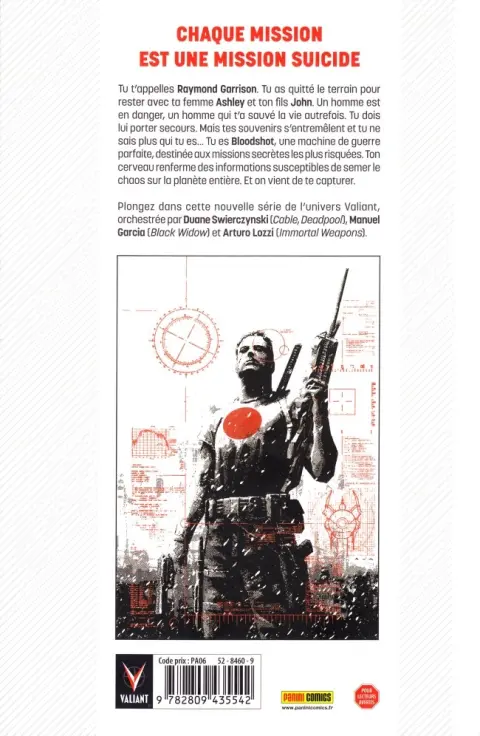 Verso de l'album Bloodshot Tome 1 À feu et à sang