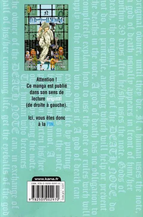 Verso de l'album Death note 9