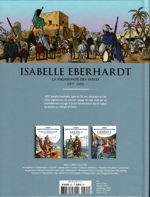 Verso de l'album Les grands personnages de l'Histoire en bandes dessinées Tome 64 Isabelle Eberhardt, la vagabonde des sables