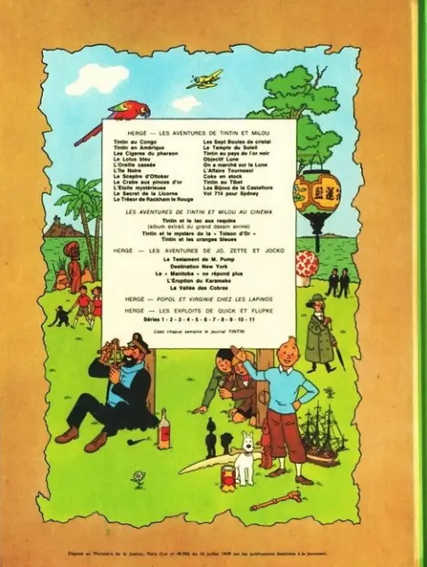 Verso de l'album Tintin Tome 11 Le secret de la Licorne