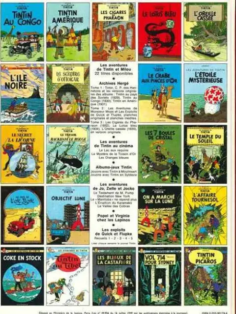 Verso de l'album Tintin Tome 20 Tintin au Tibet